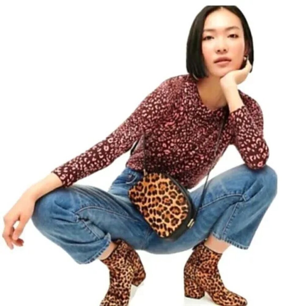 J.CREW LEOPARD PRINT TIPPI MERINO WOOL SWEATER - Picture 2 of 9